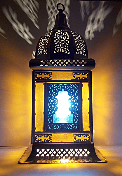 Handmade Moroccan Brass Stained glass Table Lamp / Lantern