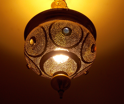 Brass Moroccan Jeweled Pendant