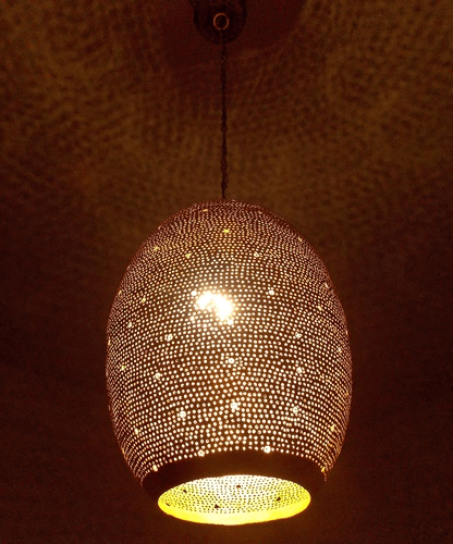 Oval Shaped Brass Moroccan jeweled Ceiling Lamp Shades