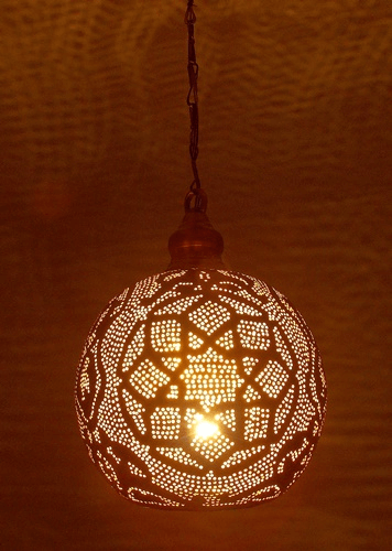 Oval Shaped Brass Moroccan jeweled Ceiling Lamp Shades