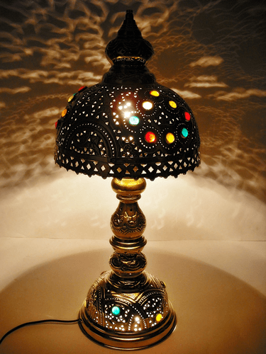 Moroccan Jeweled Brass Table Lamp Shades